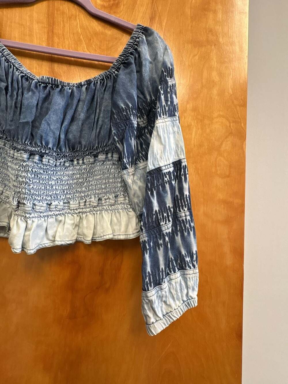 Pilcro Anthropologie Smocked Chambray Off-The-Shoulder Peasant Top - Picture 4 of 6